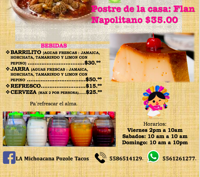 Carta de POZOLERIA LA MICHOACANA  en San Lorenzo ATEMOAYA — página 2